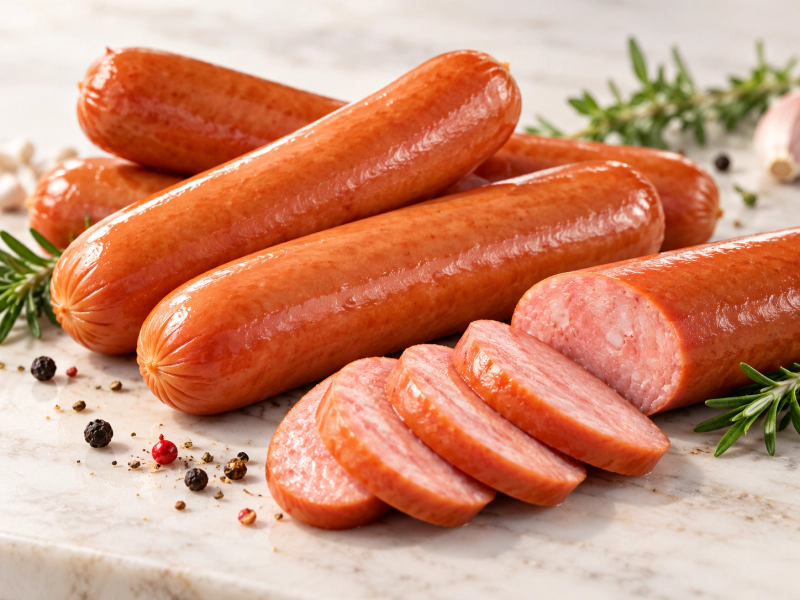 Meat products processed using JR Series meat grinder — sausage and processed meat varieties
