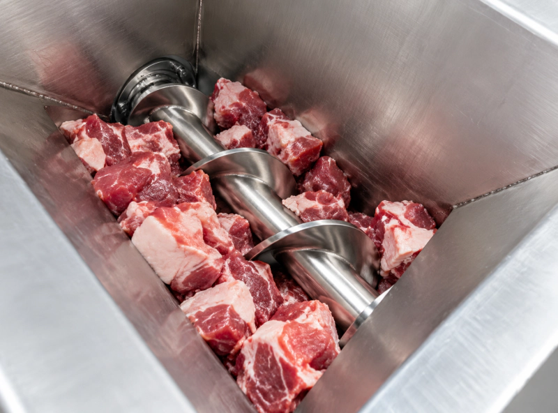JR Series frozen and fresh meat grinder in operation — industrial meat grinding production line